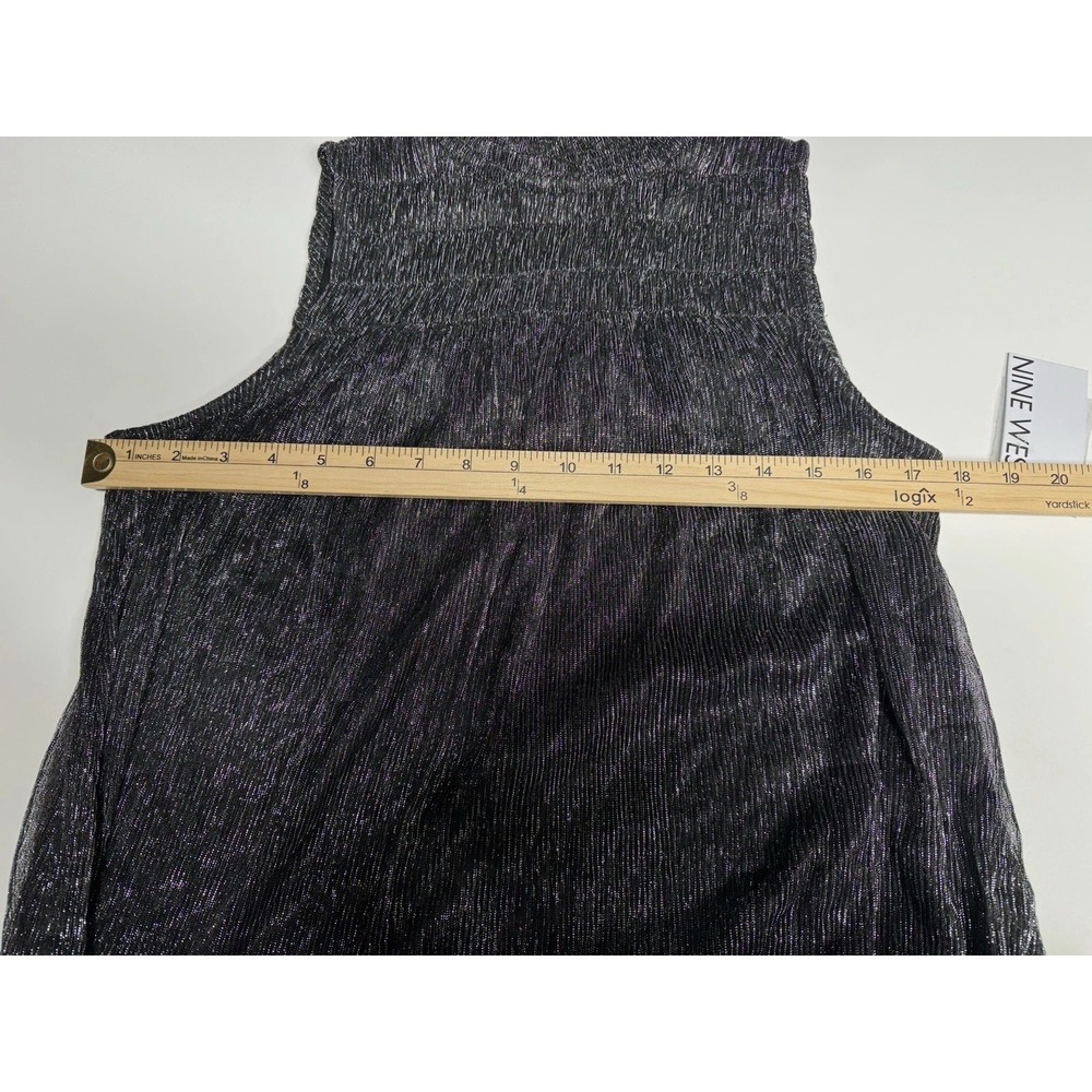 Nine West Womens XS Black & Silver Smocked Knee-Length Lined Dress - Picture 6 of 8